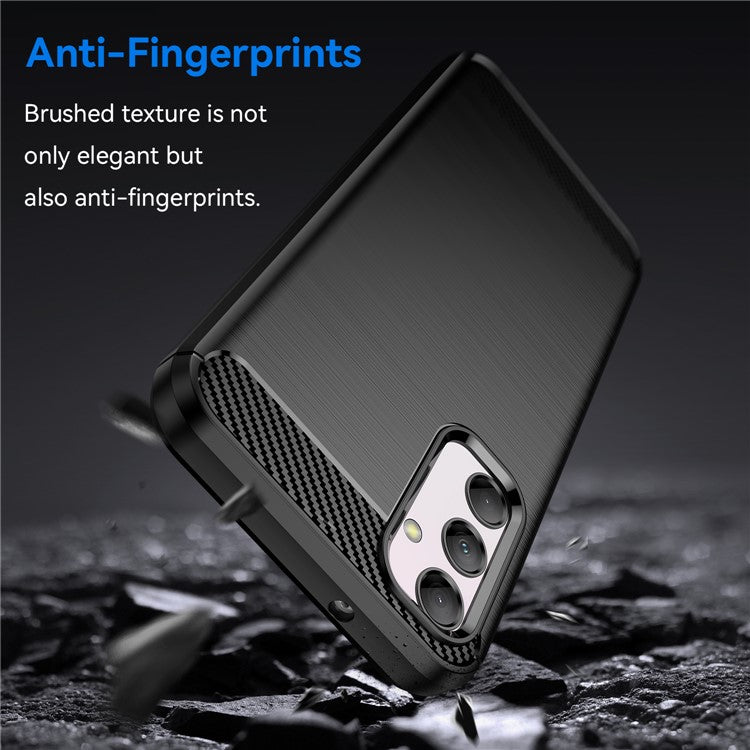 Carbon Fiber Texture Phone Case for Samsung Galaxy M14 5G , Anti-drop Brushed TPU Cover - Black