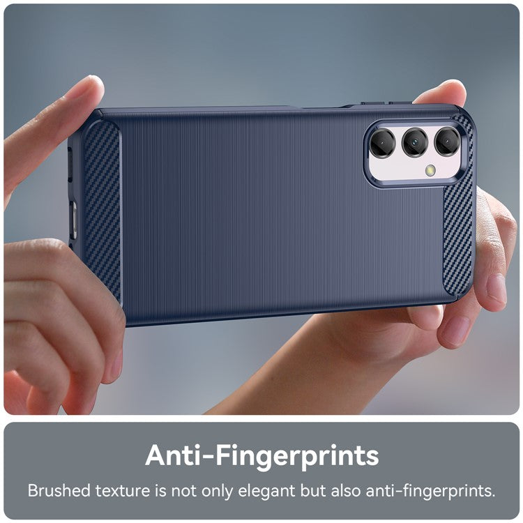 Carbon Fiber Texture Phone Case for Samsung Galaxy M14 5G , Anti-drop Brushed TPU Cover - Blue
