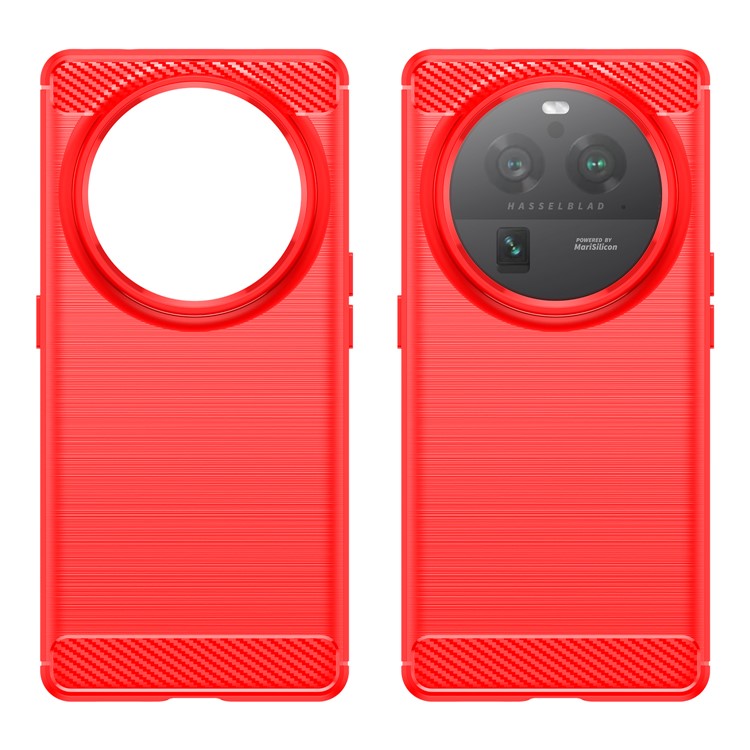 Mobile Phone Case for Oppo Find X6 Pro , Brushed Carbon Fiber Texture Phone TPU Back Cover - Red