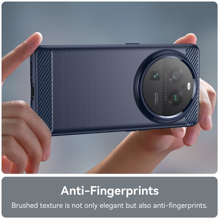 Mobile Phone Case for Oppo Find X6 Pro , Brushed Carbon Fiber Texture Phone TPU Back Cover - Blue