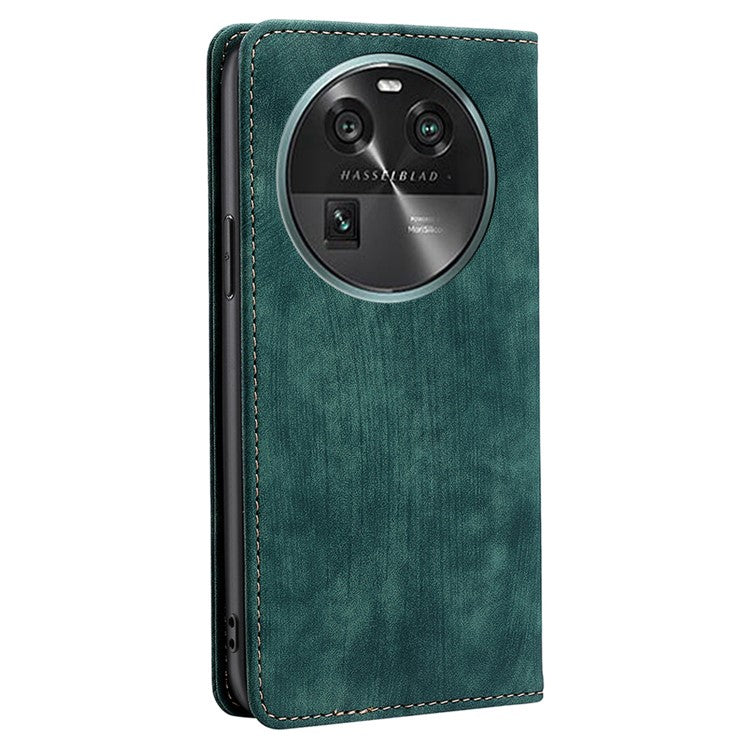 RFID Blocking Shell for Oppo Find X6 PU Leather Stand Wallet Drop-proof Phone Case Flip Cover - Green