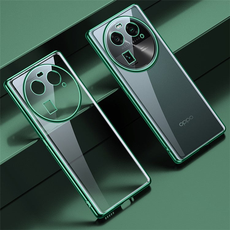 SULADA For Oppo Find X6 TPU Phone Case Electroplating Straight Edge Clear Anti-drop Cover - Green