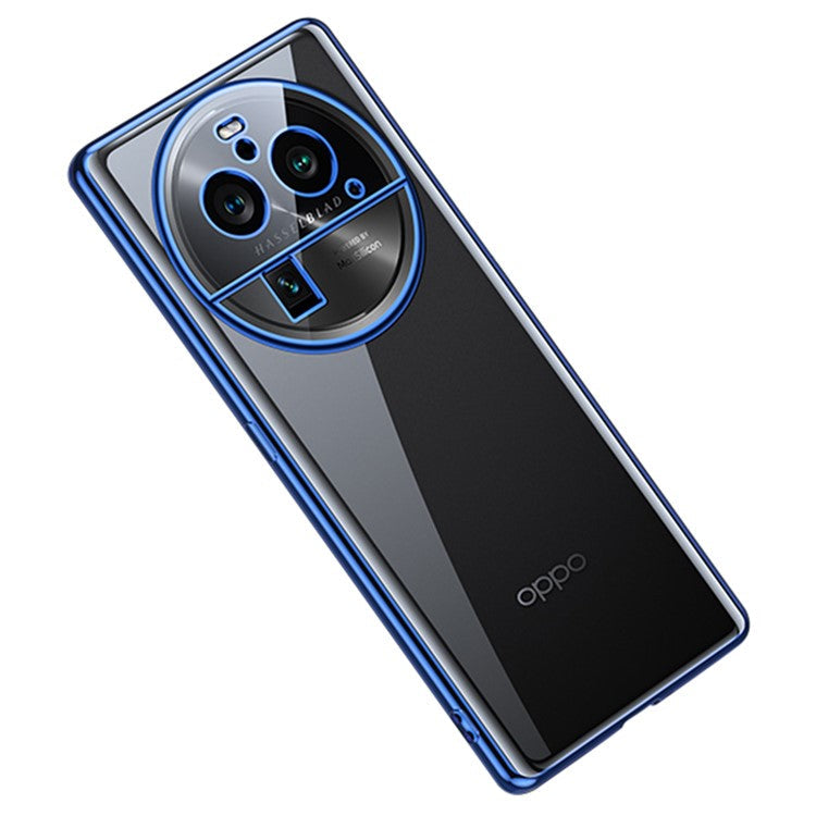 SULADA For Oppo Find X6 Pro Electroplating Straight Edge Back Cover Soft TPU Clear Phone Case - Blue