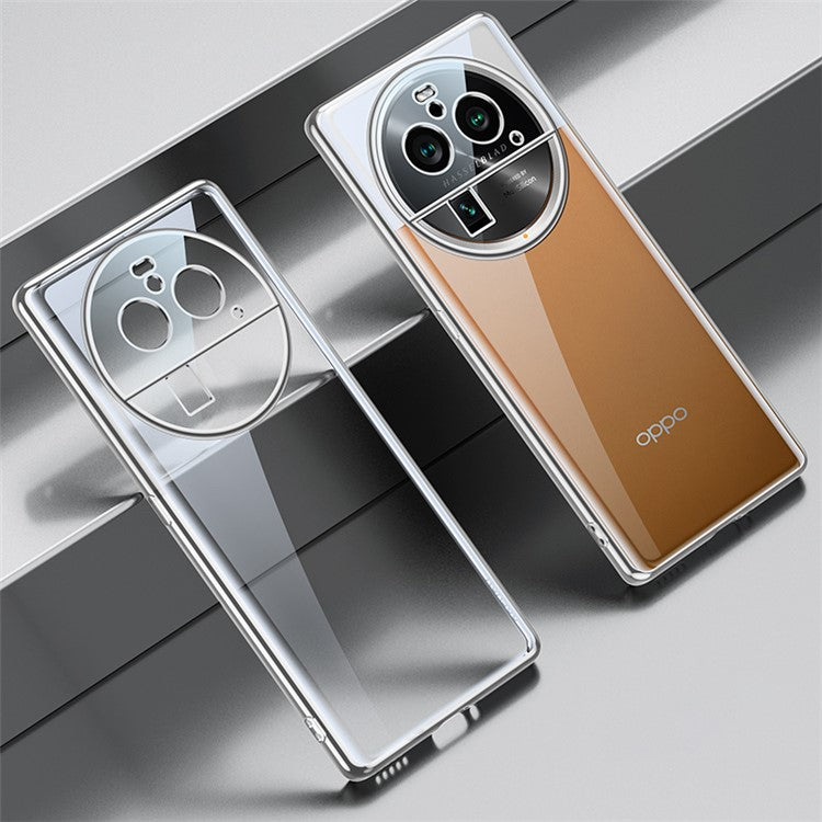 SULADA For Oppo Find X6 Pro Electroplating Straight Edge Back Cover Soft TPU Clear Phone Case - Silver