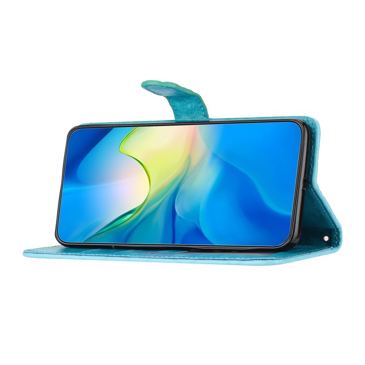 For Samsung Galaxy S22 Ultra 5G Cell Phone Case Stitching Line Rhombus PU Leather+TPU Wallet Stand Phone Cover - Sky Blue