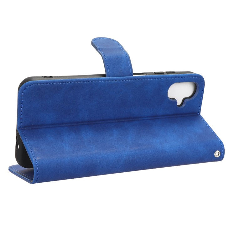 For Samsung Galaxy F14 5G Skin-touch Wallet Phone Case PU Leather Stand Cover - Blue