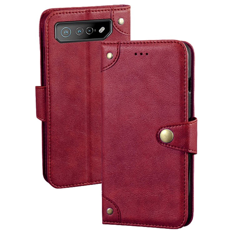 IDEWEI For Asus ROG Phone 7 5G Phone  Wallet Case PU Leather Anti-scratch Stand Cover - Red
