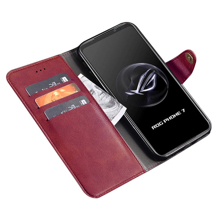 IDEWEI For Asus ROG Phone 7 5G Phone  Wallet Case PU Leather Anti-scratch Stand Cover - Red