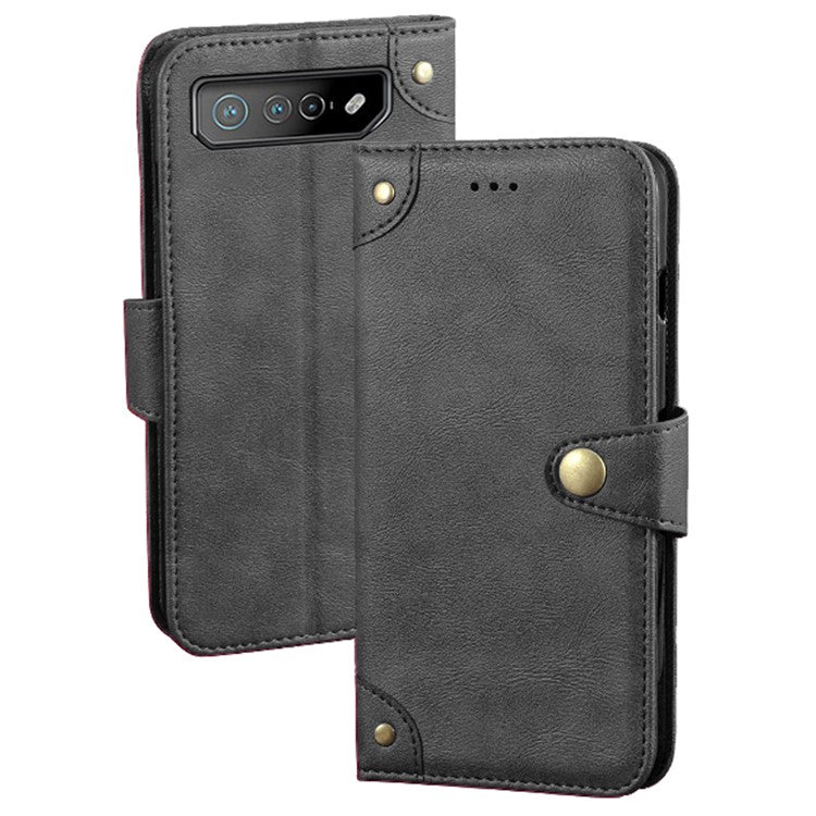 IDEWEI For Asus ROG Phone 7 5G Phone  Wallet Case PU Leather Anti-scratch Stand Cover - Black