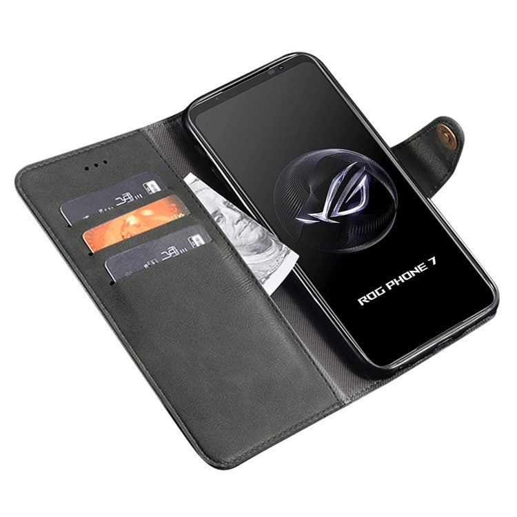 IDEWEI For Asus ROG Phone 7 5G Phone  Wallet Case PU Leather Anti-scratch Stand Cover - Black