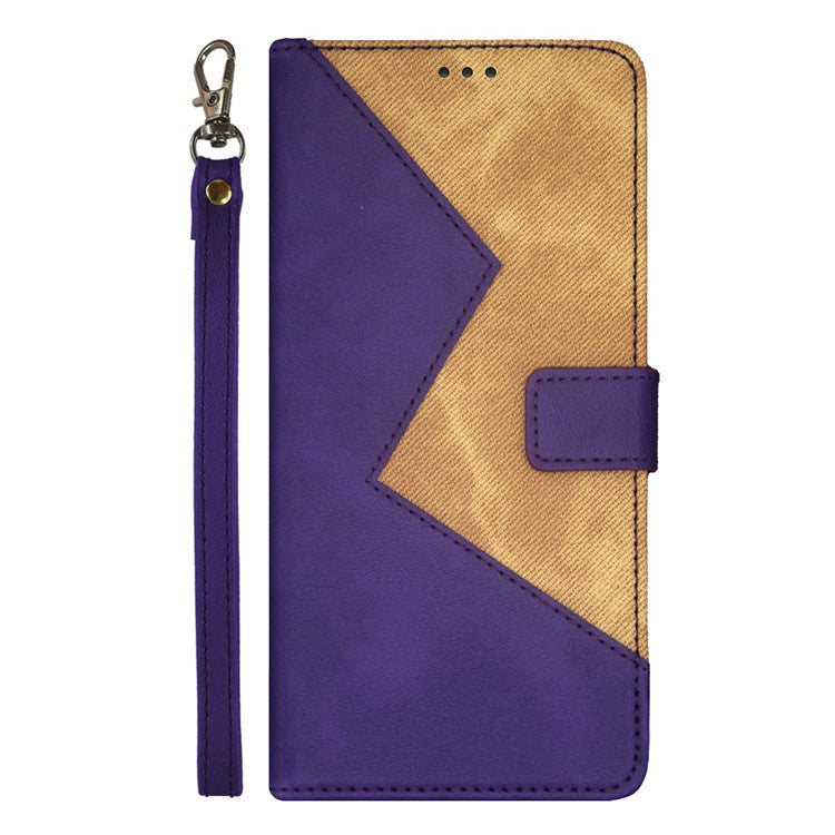 IDEWEI For Asus ROG Phone 7 5G Card Holder Phone Case PU Leather Stand Color Splicing Cover - Purple