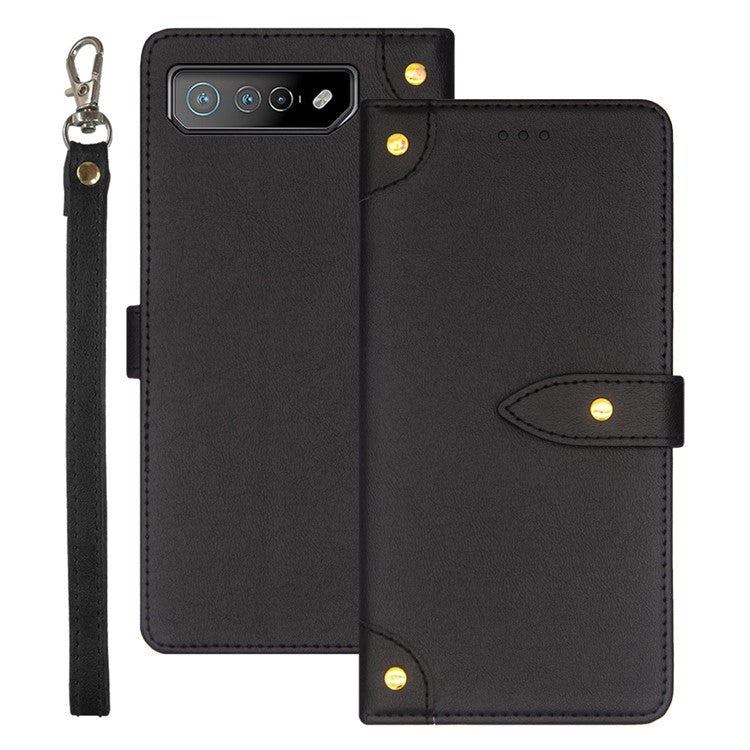 IDEWEI For Asus ROG Phone 7 5G Flip Stand Phone Case Leather Drop-proof Cover with Card Slots - Black