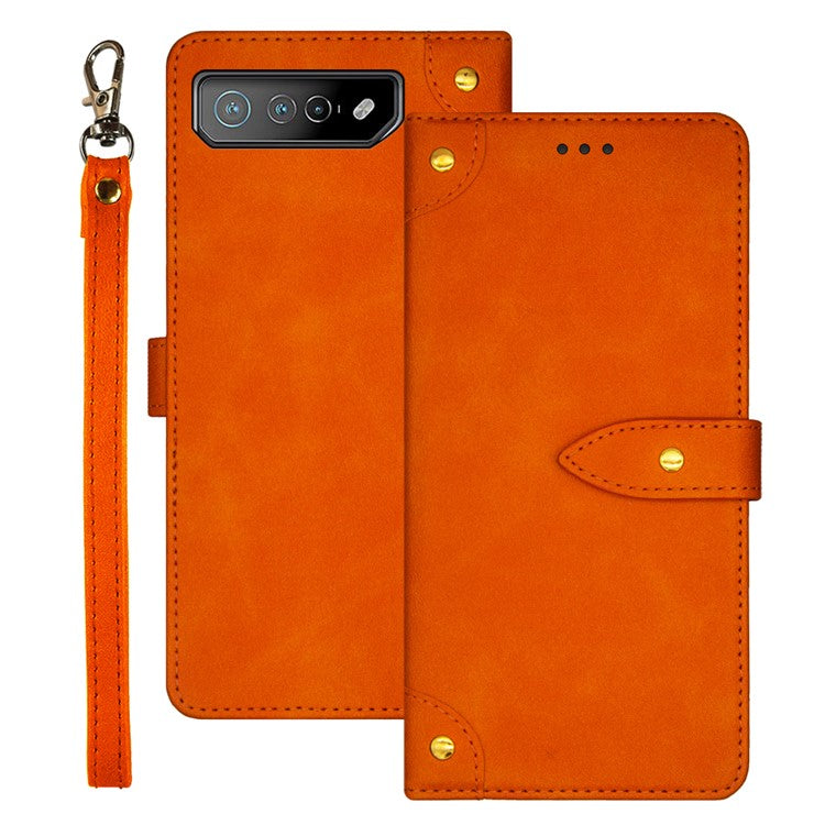 IDEWEI For Asus ROG Phone 7 5G Flip Stand Phone Case Leather Drop-proof Cover with Card Slots - Orange