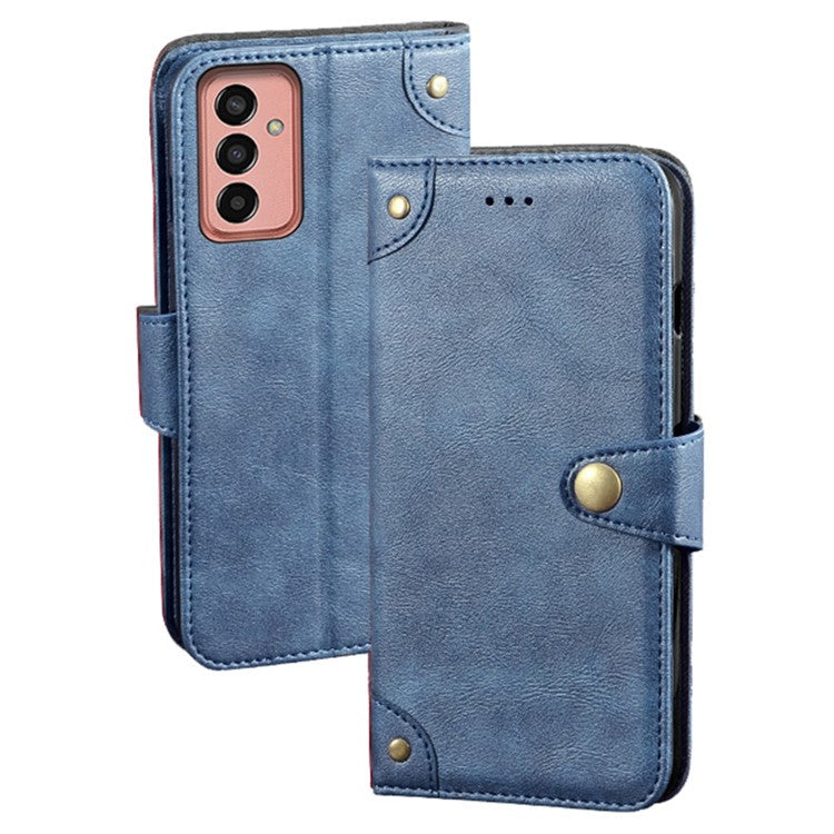 IDEWEI For Samsung Galaxy M13 4G Wallet Phone Case Stand Anti-Scratch Textured PU Leather Phone Cover Shell - Blue