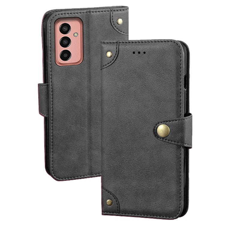 IDEWEI For Samsung Galaxy M13 4G Wallet Phone Case Stand Anti-Scratch Textured PU Leather Phone Cover Shell - Black