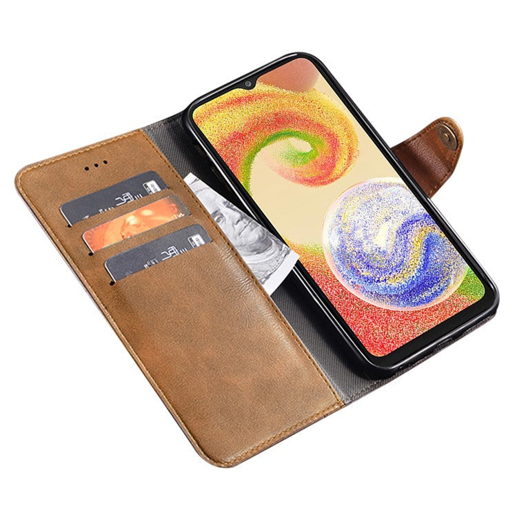 IDEWEI For Samsung Galaxy M13 4G Wallet Phone Case Stand Anti-Scratch Textured PU Leather Phone Cover Shell - Brown