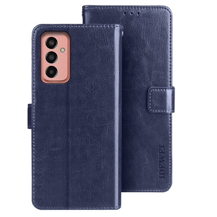 IDEWEI For Samsung Galaxy M13 4G Crazy Horse Texture Wallet PU Leather Stand Case Phone Cover - Dark Blue
