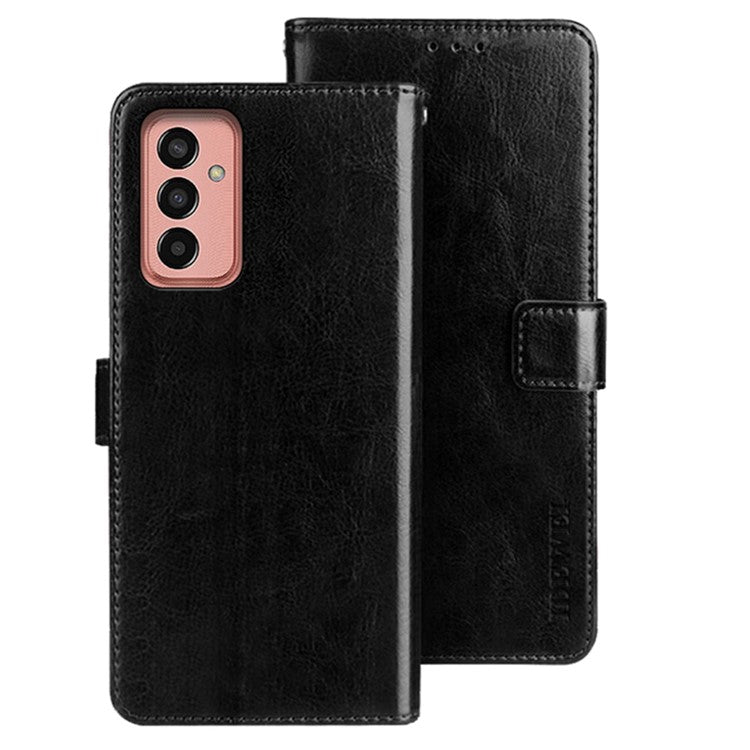 IDEWEI For Samsung Galaxy M13 4G Crazy Horse Texture Wallet PU Leather Stand Case Phone Cover - Black
