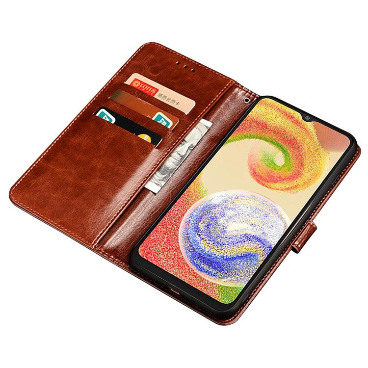 IDEWEI For Samsung Galaxy M13 4G Crazy Horse Texture Wallet PU Leather Stand Case Phone Cover - Black