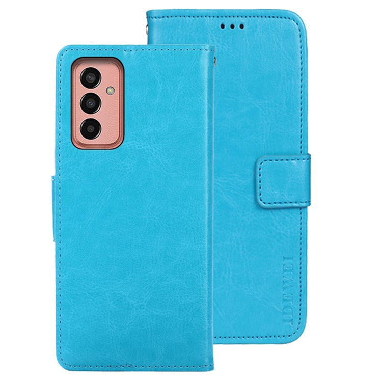 IDEWEI For Samsung Galaxy M13 4G Crazy Horse Texture Wallet PU Leather Stand Case Phone Cover - Sky Blue