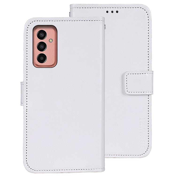 IDEWEI For Samsung Galaxy M13 4G Crazy Horse Texture Wallet PU Leather Stand Case Phone Cover - White