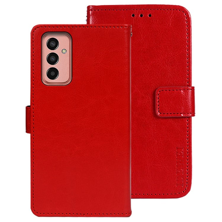 IDEWEI For Samsung Galaxy M13 4G Crazy Horse Texture Wallet PU Leather Stand Case Phone Cover - Red