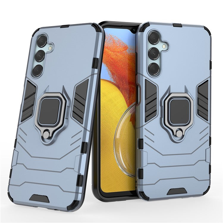 For Samsung Galaxy M14 5G TPU+PC Phone Case Ring Holder Kickstand Shockproof Cover - Blue