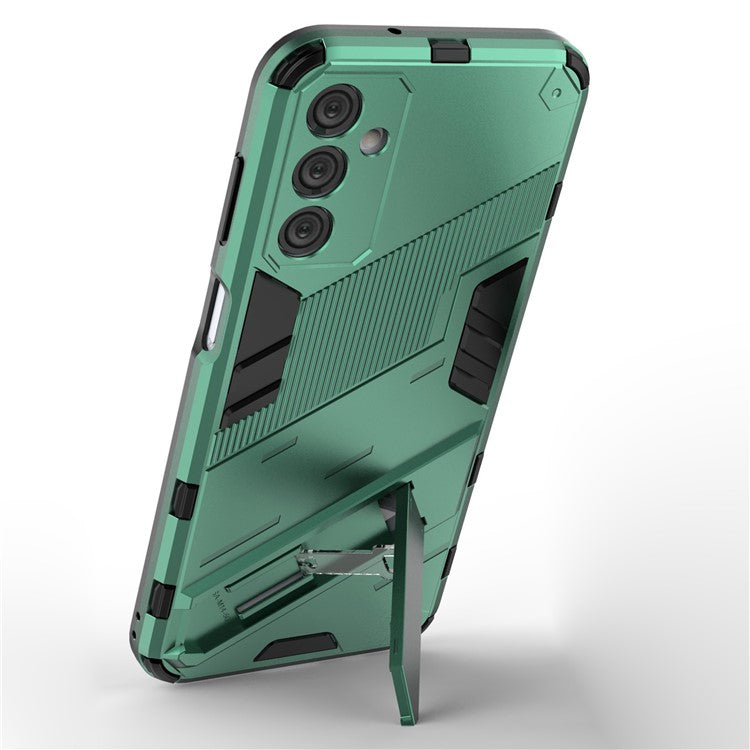 For Samsung Galaxy M14 5G PC + TPU Impact-Resistant Case Kickstand Protective Phone Cover - Green