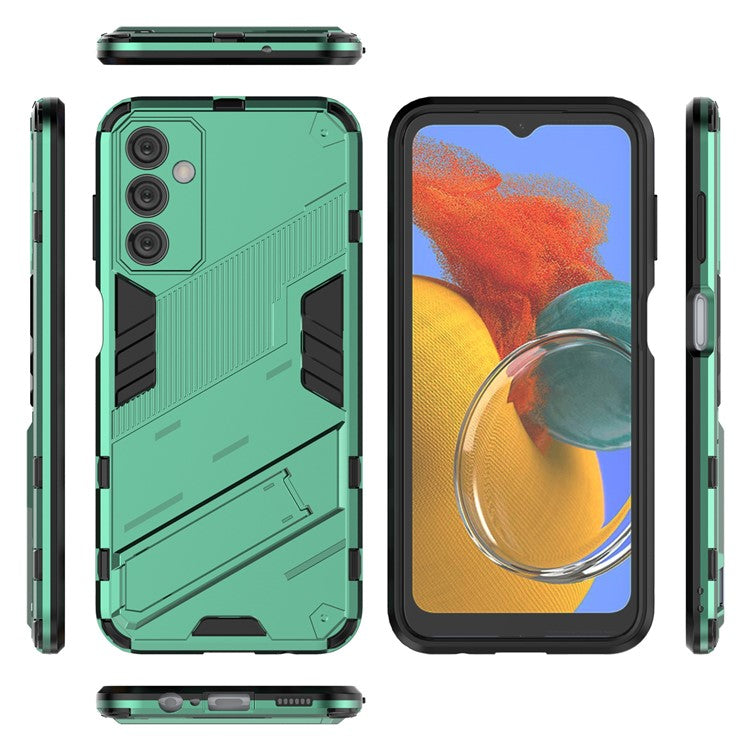 For Samsung Galaxy M14 5G PC + TPU Impact-Resistant Case Kickstand Protective Phone Cover - Green