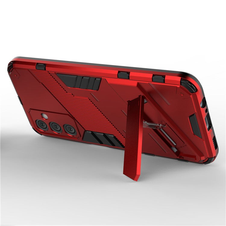 For Samsung Galaxy M14 5G PC + TPU Impact-Resistant Case Kickstand Protective Phone Cover - Red
