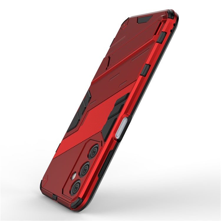 For Samsung Galaxy M14 5G PC + TPU Impact-Resistant Case Kickstand Protective Phone Cover - Red