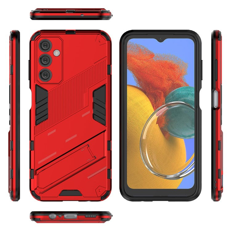For Samsung Galaxy M14 5G PC + TPU Impact-Resistant Case Kickstand Protective Phone Cover - Red
