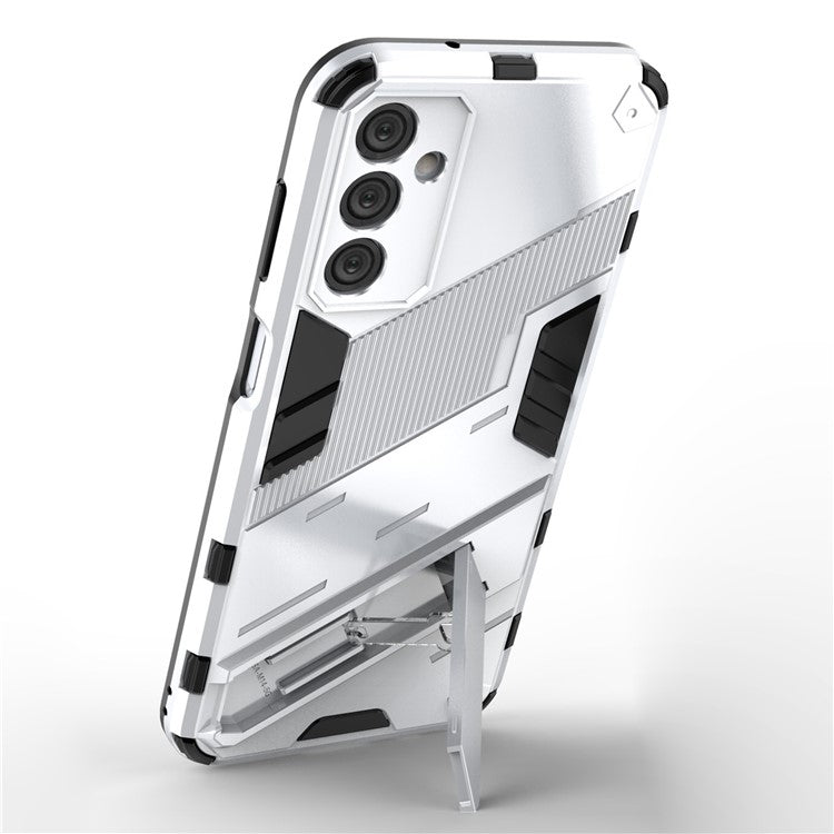 For Samsung Galaxy M14 5G PC + TPU Impact-Resistant Case Kickstand Protective Phone Cover - White
