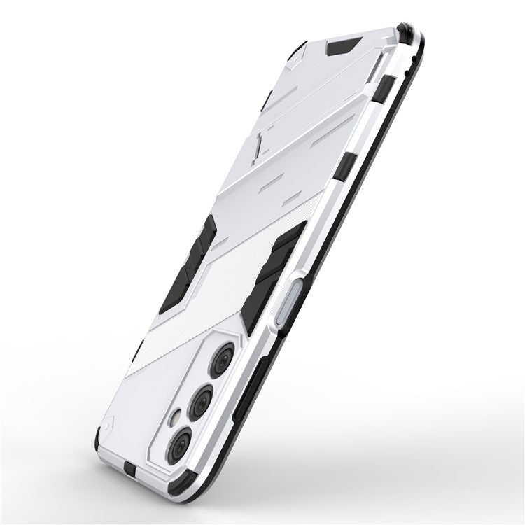 For Samsung Galaxy M14 5G PC + TPU Impact-Resistant Case Kickstand Protective Phone Cover - White