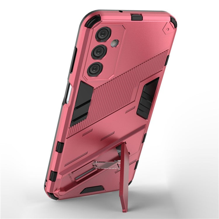 For Samsung Galaxy M14 5G PC + TPU Impact-Resistant Case Kickstand Protective Phone Cover - Rose
