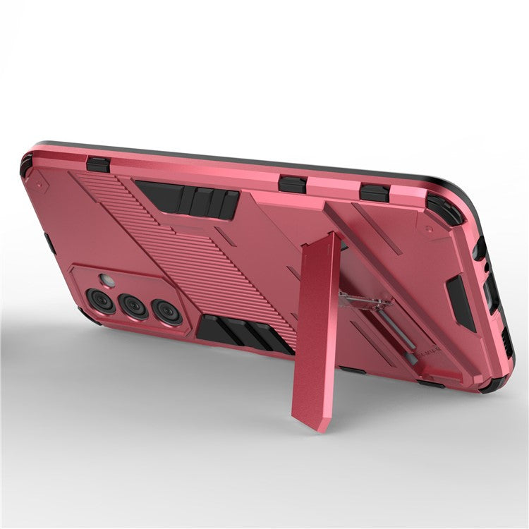 For Samsung Galaxy M14 5G PC + TPU Impact-Resistant Case Kickstand Protective Phone Cover - Rose