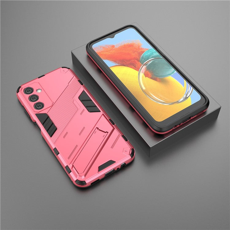 For Samsung Galaxy M14 5G PC + TPU Impact-Resistant Case Kickstand Protective Phone Cover - Rose