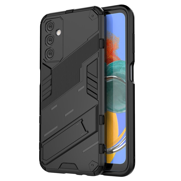For Samsung Galaxy M14 5G PC + TPU Impact-Resistant Case Kickstand Protective Phone Cover - Black