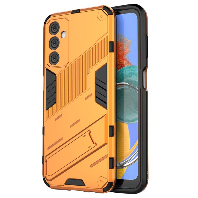 For Samsung Galaxy M14 5G PC + TPU Impact-Resistant Case Kickstand Protective Phone Cover - Orange