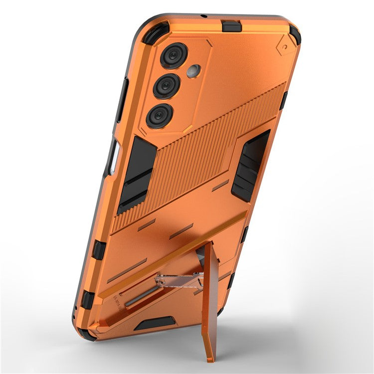 For Samsung Galaxy M14 5G PC + TPU Impact-Resistant Case Kickstand Protective Phone Cover - Orange