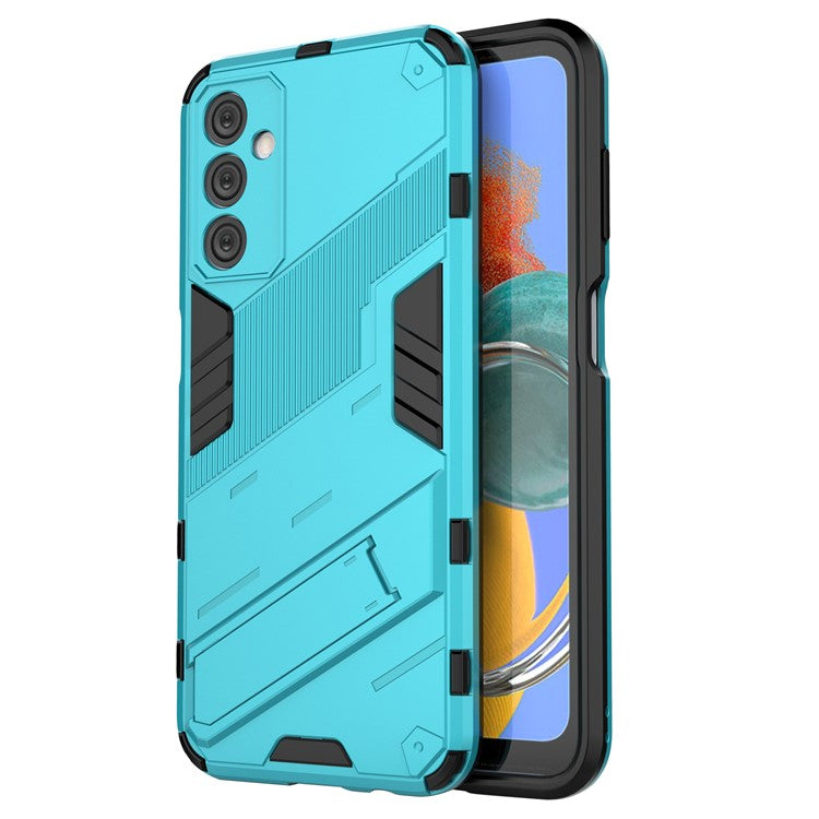 For Samsung Galaxy M14 5G PC + TPU Impact-Resistant Case Kickstand Protective Phone Cover - Baby Blue