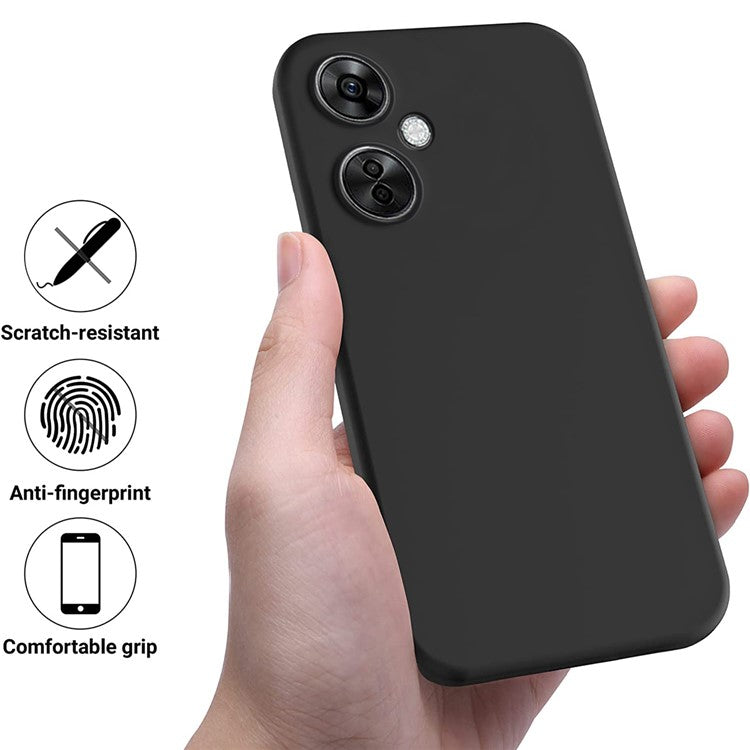For OnePlus Nord CE 3 Lite 5G / Nord N30 5G Liquid Silicone Back Case Soft Lining Camera Lens Protection Phone Cover - Black