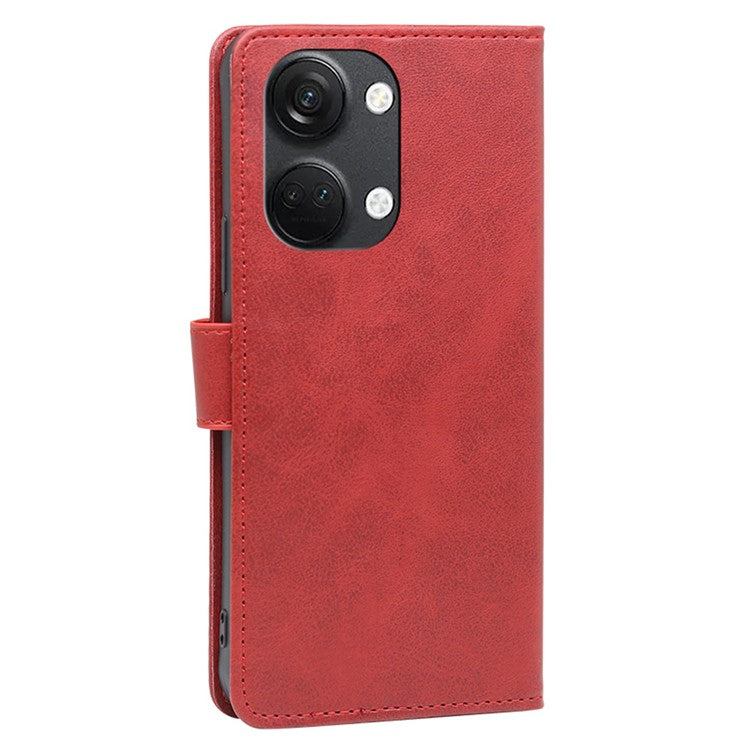 For OnePlus Nord 3 5G / Ace 2V 5G PU Leather Magnetic Protective Cover Calf Texture Wallet Stand Phone Case - Red