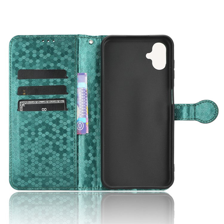 For Samsung Galaxy F14 5G Stand Wallet Phone Case PU Leather Dot Pattern Imprinted Smartphone Cover - Green