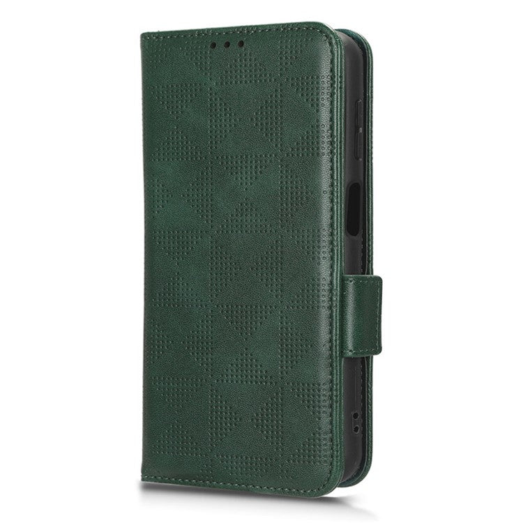 For Samsung Galaxy F14 5G Stand Wallet PU Leather Phone Case Imprinted Triangle Phone Cover - Green