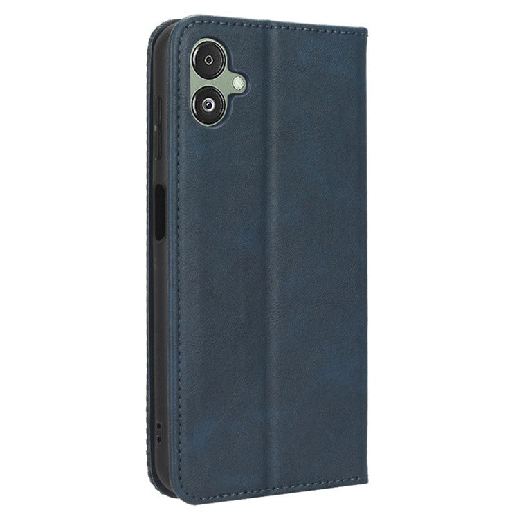 For Samsung Galaxy F14 5G Magnetic Closure Phone Cover Retro Stand Wallet Flip PU Leather Phone Case - Blue