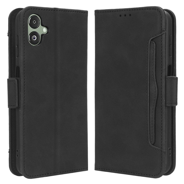 For Samsung Galaxy F14 5G Phone Case Wallet Stand Multiple Card Slots PU Leather Phone Cover - Black