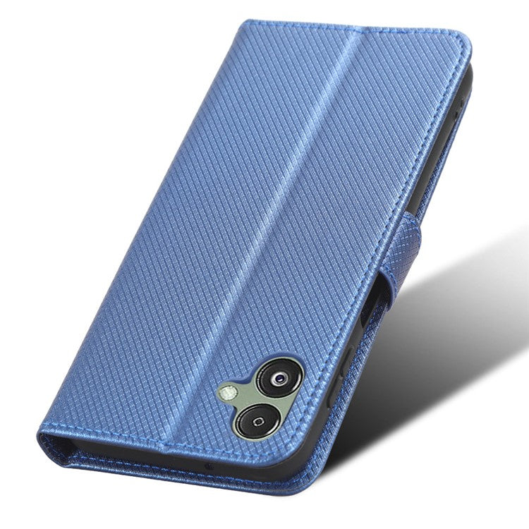 For Samsung Galaxy F14 5G Phone Case PU Leather Stand Wallet Diamond Texture Phone Cover - Blue