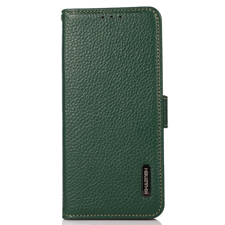 KHAZNEH For Asus ROG Phone 7 5G Wallet Case with RFID Blocking Genuine Cow Leather Stand Phone Cover - Green