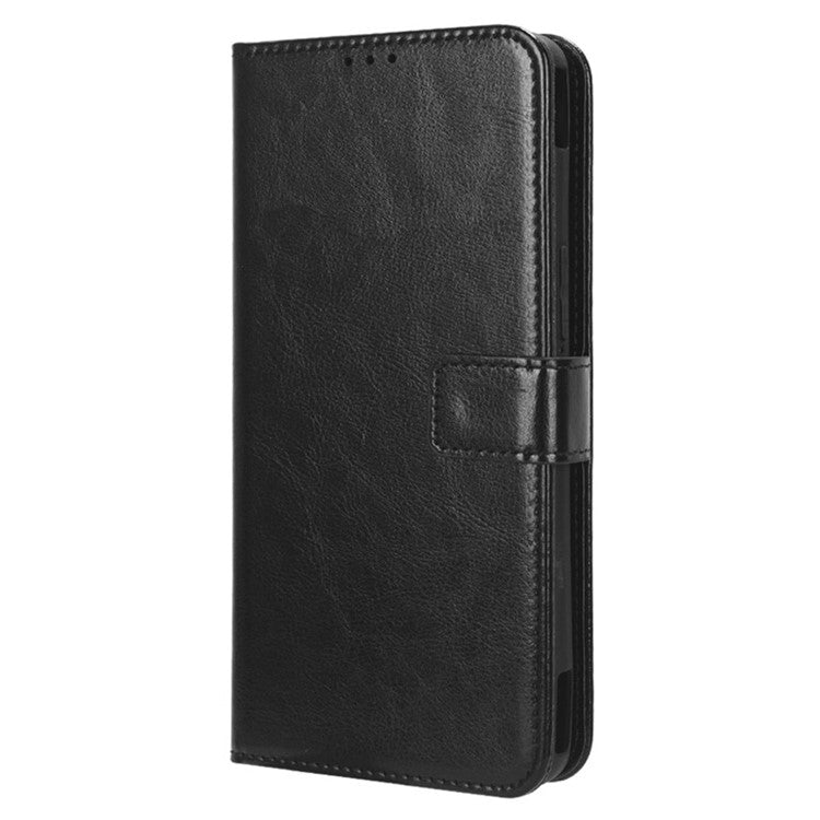 Stand Case for Asus ROG Phone 7 5G Scratch Proof Crazy Horse Texture Wallet PU Leather Phone Cover - Black